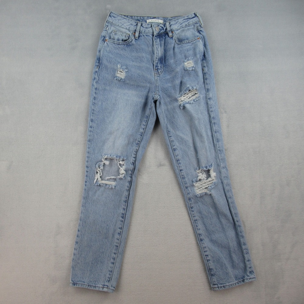 PacSun Mom Jean Light Wash Distressed High Rise Denim Pants Size 25